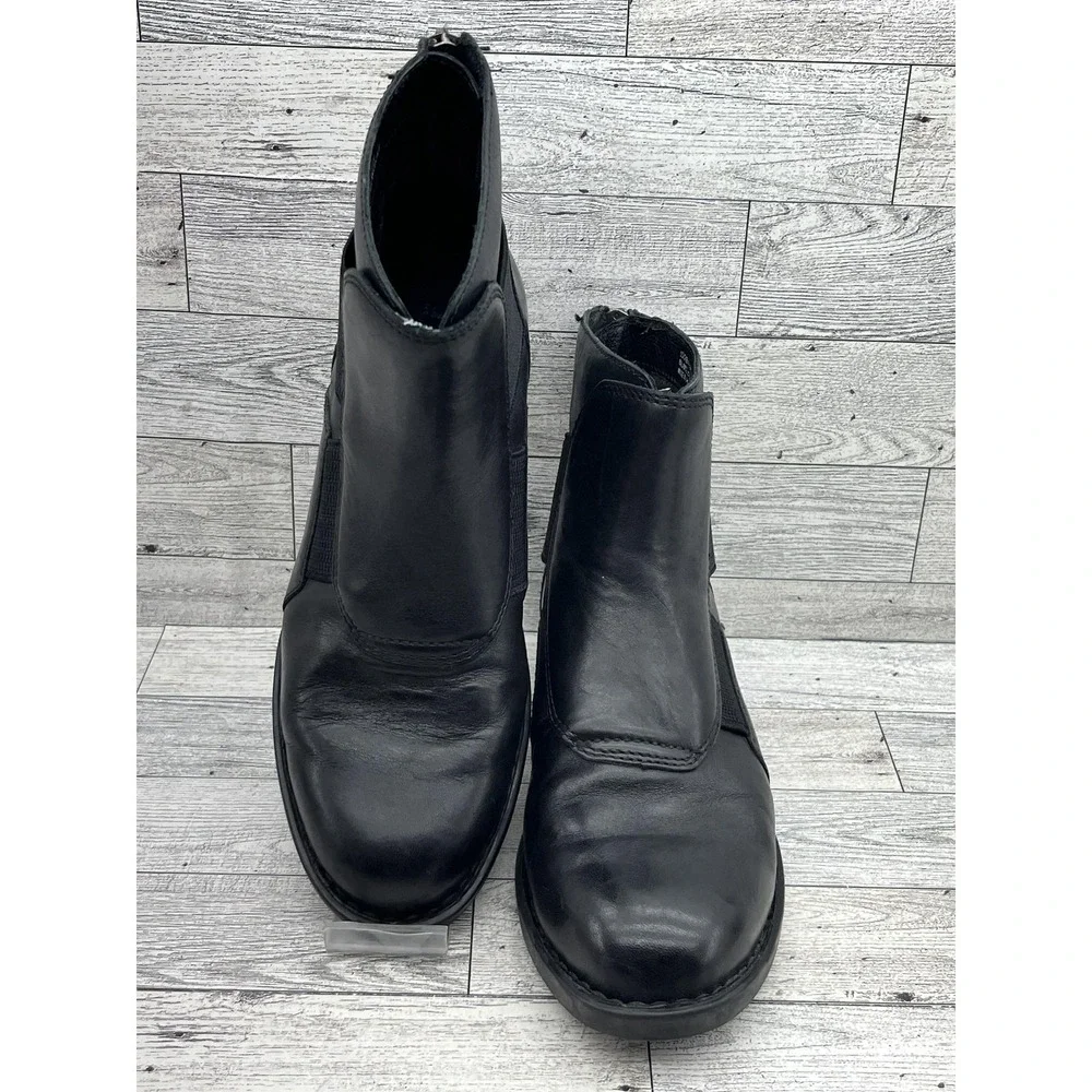 Born Shoes Womens Size 6.5M Black Leather Ankle Boots Back Zip Chelsea‎ Comfort